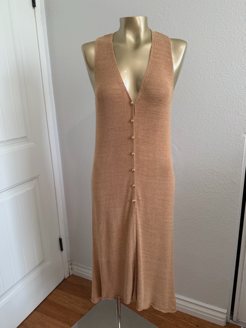 Cult Gaia Linen V-Neck Dress S